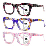 KERECSEN 3-Pack Multifocal Progressive Reading Glasses for Women, Ultra-Light Plastic HD Blue Light Blocking Readers with Spring Hinges