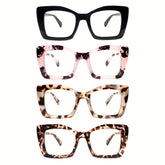 4 Pack Cat Eye Frames Women's Reading GlassesComputer and Cell Phone Readers Anti-Blue Light BlockingProtects Eyes from Blue Light Spring Hinges