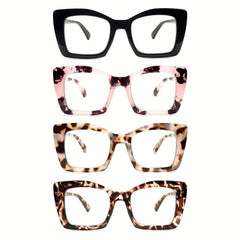 4 Pack Cat Eye Frames Women's Reading GlassesComputer and Cell Phone Readers Anti-Blue Light BlockingProtects Eyes from Blue Light Spring Hinges