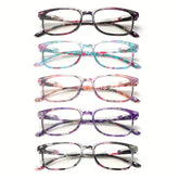 KERECSEN Women'S Oval Reading Glasses 5-Pack, Fashionable Floral Readers with Blue Light Blocking, Adjustable Spring Hinge, Lightweight Plastic Frame, Resin Lens Eyeglasses for Computer/Work