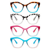 4 Pack Reading Glasses Blue Light Blocking for Women Butterfly Frame Computer Readers with Spring Hinges Anti Glare Eyestrain