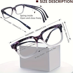 5 pcs Blue Light Blocking Reading Glasses Women Colorful Printed Oval Wide Frame