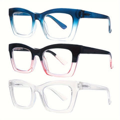 3-Pack Fashionable Women's Reading Glasses Blue Light Blocking Computer Square