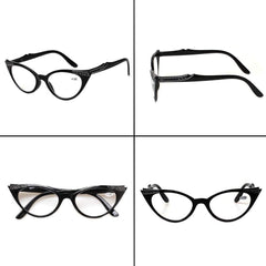 Kerecsen 4 Pack Ladies Stylish Cateye Reading Glasses Spring Hinge Readers Women
