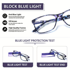 2 Pack Progressive Multifocal Computer Glasses Women Men Blue Light Blocking Reading Glasses Spring Hinge Readers
