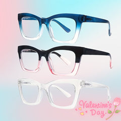 3-Pack Fashionable Women's Reading Glasses Blue Light Blocking Computer Square