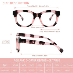 3 Pack Reading Glasses with Blue Light Blocking Stylish Round Frames for Men and Women Spring Hinges for Computer Browsing