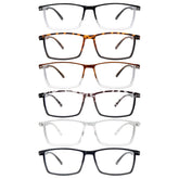 KERECSEN 6-Pair Blue Light Blocking Reading Glasses with Tortoiseshell/ Square Thin-PVC Frame & Plastic - Computer Glasses for Men & Women, Screen, Eyewear (6-Pair Pack) 2 Color Options - Compatible for Office, Smartphones, E-