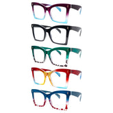 KERECSEN 5 Pairs Large-frame Blue Light-blocking Readingglasses In Stylish Colors, Featuring Spring Hinges Thatsuit A Various Face Shapes. The Premium Blue Light-blocking Lenses Effectively Relieve Eye Strain