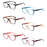 6 Pack Square Reading Glasses Blue Light Blocking Computer Readers HN060