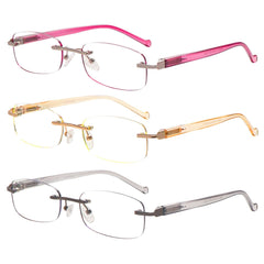 KERECSEN 3 Pack Rimless Reading Glasses Unisex LNH001