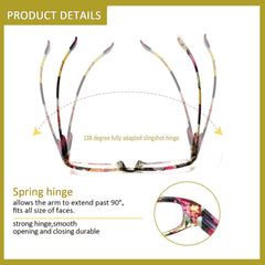 4 Pack Reading Glasses Women's HD Oval Spring Hinge Glasses 109 4C