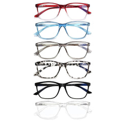 6 Pack Square Reading Glasses Blue Light Blocking Computer Readers 246