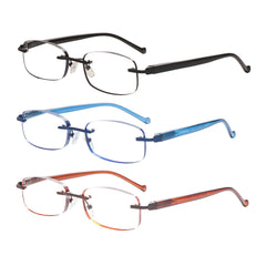 KERECSEN 3 Pack Rimless Reading Glasses Unisex LNH001