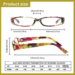 4 Pack Reading Glasses Women's HD Oval Spring Hinge Glasses 109 4C