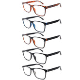 KERECSEN 5 Pack Anti-Blue Light Presbyopia Glasses Spring Hinge Women Men Fashion Reading Glasses 224-5