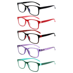5 PackReading Glasses Rectangular Classic Colour Frames Men's and Women's 314