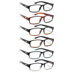 KERECSEN 6 Pack Rectangle Blue Light Blocking Computer Glasses Unisex HN072