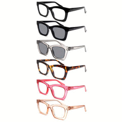 6 Pairs Women Outdoor Reading Glasses Anti-Blue Light Sunshade Reading Glasses UV Protection Spring Hinge Stylish Outdoor Oversized Sun Readers Fashion Glasses Valentine'S And Mother'S Day Gifts, Girls Must Have