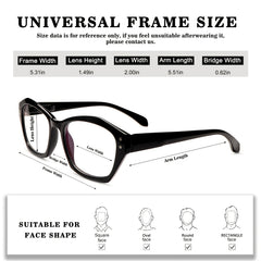 KERECSEN 5 Pack Style Blue Light Blocking Reading Glasses For Women With Spring Hinges Oversized Retro Glasses Computer For Enhanced Vision Square Eyeglasses Oversized Retro Anti Blue Ray Fashion Women'S Flat Glasses Boutique Gifts