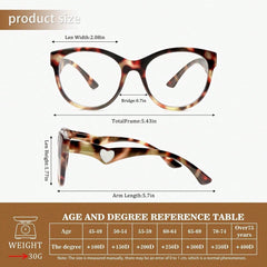 5 Pack of Women's Reading Glasses With Anti-Blue Light Lenses Fashio Print Heart Pattern Spring Hinge Lightweight Glasses