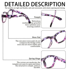 KERECSEN 4 Pairs Of Round-Frame Reading Glasses for Women Blue Light Blocking Readers Metal Spring Hinges Thick-Frame Women's Eyeglasses 12 Prescription Strengths Available Blue, Purple, Green Christmas Gifts for Friends And Family