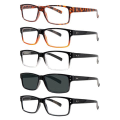 KERECSEN 5 Pack Blue Light Blocking Reading Glasses Suitable for Men & Women with, Anti-Eye Computer Glasses, Spring Hinge Eyewear for Digital Screens, Tablet & Smartphone Use, Narrow Frame for Computer Readers (Gift Ready)