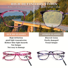 KERECSEN 5 Pack Blue Light Blocking Reading Glasses | Fashion Printed, Lightweight, Anti-Slip, with Spring Hinges, Multi-Color Options for Women, Suitable for Various Occasions