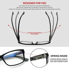 KERECSEN 6-Pack Reading Glasses Unisex Rectangular Anti-Blue Light HD Lenses FLG024