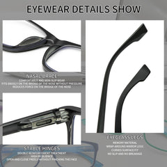 KERECSEN 6-Pack Reading Glasses Unisex Rectangular Anti-Blue Light HD Lenses FLG024