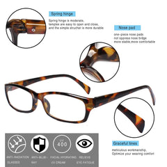 KERECSEN Reading Glasses 5 Pack Anti-Blue Light Fashion Pattern Printed Women's Glasses with Spring Hinges 069-3