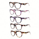 5 Pack of Women's Reading Glasses With Anti-Blue Light Lenses Fashio Print Heart Pattern Spring Hinge Lightweight Glasses