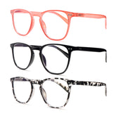 KERECSEN3 Pack Anti-Blue Light Presbyopia Glasses with Spring Hinge Unisex Fashion Computer Reading Glasses 237-2