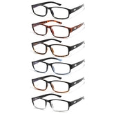 KERECSEN 6 Pack Reading Glasses for Unisex Rectangular Frame Which Filter out UV Computer Reading HN072