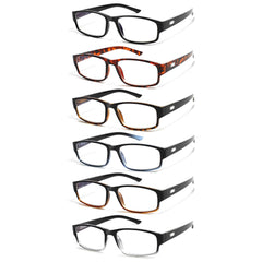 KERECSEN 6 Pack Reading Glasses for Unisex Rectangular Frame Which Filter out UV Computer Reading HN072