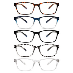 KERECSEN 5 Pack Rectangle Blue Light Blocking Computer Glasses 9042