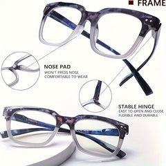 KERECSEN 5 Pack Reading Glasses Light Blocking Fashion Ladies Readers Comfortable Flexible Spring Hinges Square Computer Eyeglasses for Women