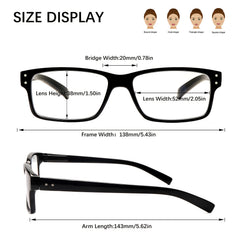 KERECSEN Anti-Blue Light Reading Glasses For Men And Women Spring Hinges Rectangular Frame Minimalist Glasses Computer Reader Lightweight, Durable Reading Glasses For Work And Reading
