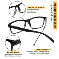 KERECSEN 5 Pack Blue Light Blocking Reading Glasses with Strength - Unbreakable & Durable Spring Hinges Computer Eyeglasses for Men & Women Suitable for Digital Devices, Computer, Tablet, Smartphone