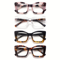 4 Pack Cat Eye Frames Women's Reading GlassesComputer and Cell Phone Readers Anti-Blue Light BlockingProtects Eyes from Blue Light Spring Hinges