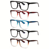KERECSEN 5-pack Gradient Anti-blue Light Reading Glasses, Suitable for Both Men And Women, with Lightweight Frames, Spring Hinges, And High-quality Anti-blue Light Lenses, Effectively Relieving Eye Strain And Fatigue