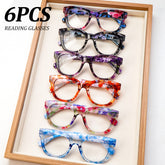 KERECSEN 6 Pack Women’s Retro Round Reading Glasses, HD Blue Light Blocking Lenses, Ultra-Light Plastic Frame with Flexible Spring Hinges, Floral & Solid Round Fashion Readers