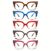 KERECSEN Blue Light Blocking Reading Glasses With Diamond and Cat-Eye Design Oprah Style,Anti-blue Light, Functions Visual Fatigue, Provide Clear Vision, Equipped With Spring Hinges, Fashionable For Women