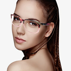 KERECSEN 5 Pack Women’s Gradient Square Reading Glasses, HD Blue Light Blocking Lenses, Ultra-Light Plastic Frame with Flexible Spring Hinges, Marbled Two-Tone Fashion Readers