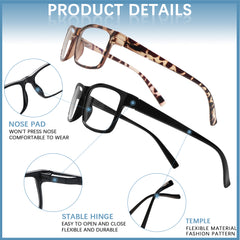 KERECSEN 3 Pack Classic Color Matching Anti-Blue Light Presbyopia Glasses with Spring Hinges for Men and Women 142-1