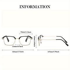 KERECSEN 2pcs Business Fashion Ultra-Light Metal Square Full-Frame Photochromic Men And Women, High-Definition Magnifying +1.0 to +4.0