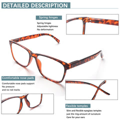 KERECSEN 5 Pack Anti-Blue Light Presbyopia Glasses Spring Hinge Women Men Fashion Reading Glasses 224-5