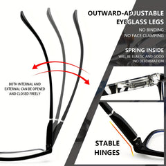 KERECSEN 5 Pack Rectangular Frame Fashion Reading Glasses (Unisex) Features Metal Spring Hinges Minimalist Design All-black Lightweight Plastic Frames with Polycarbonate Lenses Ideal for Reading On Computers, TVs, Phones, And Other Electronic Devices