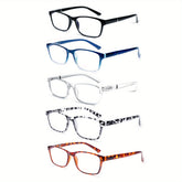 KERECSEN 5 Pack Classic Rectangle Reading Glasses for Women Men, HD Blue Light Blocking Ultra Lightweight Readers with Flexible Spring Hinge