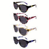 KERECSEN Bifocal Blue Light Blocking Reading Glasses for Women Men UV Protection Spring Hinge Stylish Outdoor Sun Reading Glasses UV 400 Protection Four Packages High Quality Blue Light Filtering Fashion